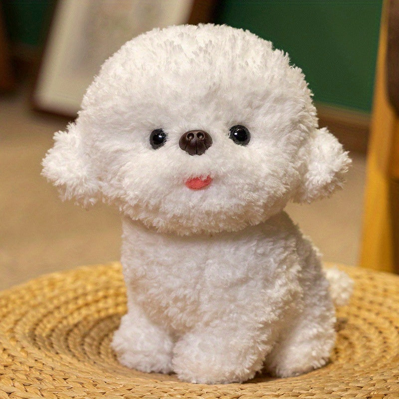 Realistic Bichon Frise Dog Plush Toy - Soft Gray Faux Fur - Perfect Gift