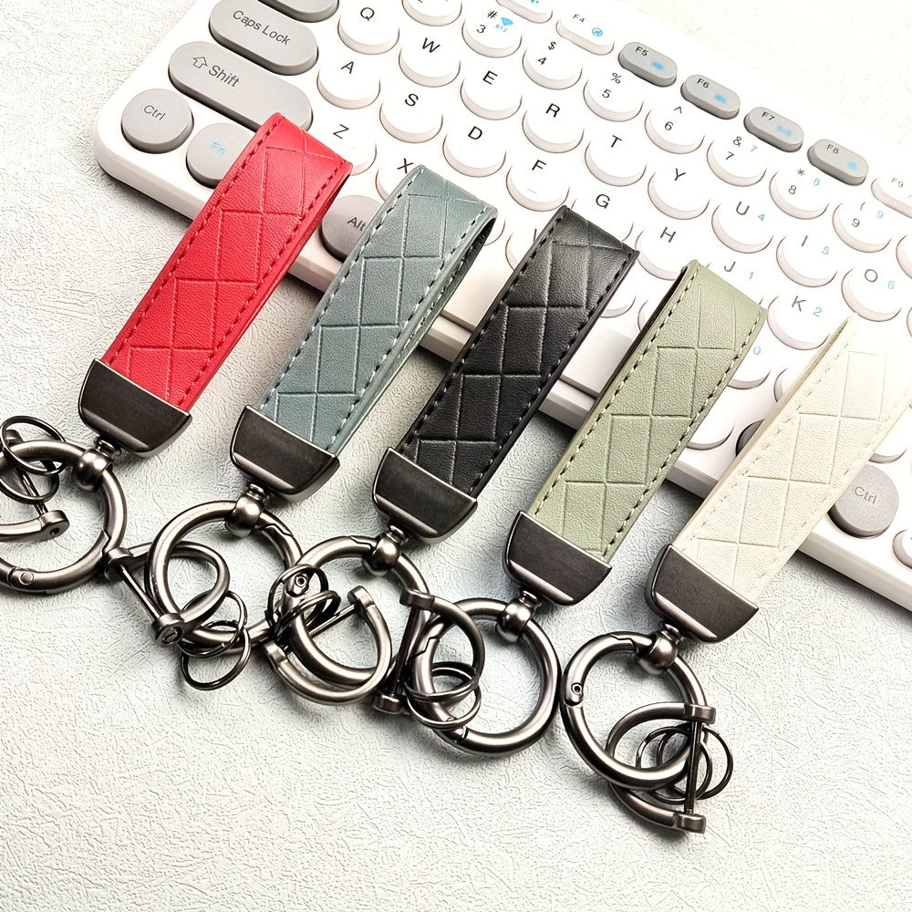 PU Leather Car Keychain with Anti Lost D Ring Key Chain for Men Women