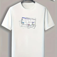 Letter Pattern Print Men's Comfy Sports T-shirt Graphic Tee