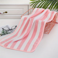 2pcs Coral Fleece Towel Set Soft Skin-friendly Striped Towel for Home Bathroom