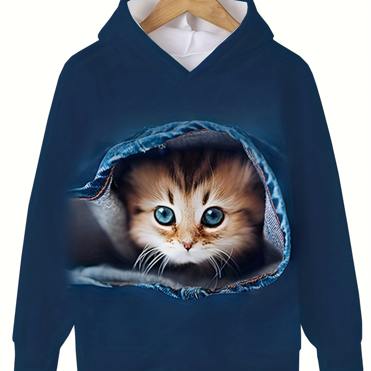 Kids Baby Kitty Graphic Hooded Sweatshirt Boys Girls Sports Pullover