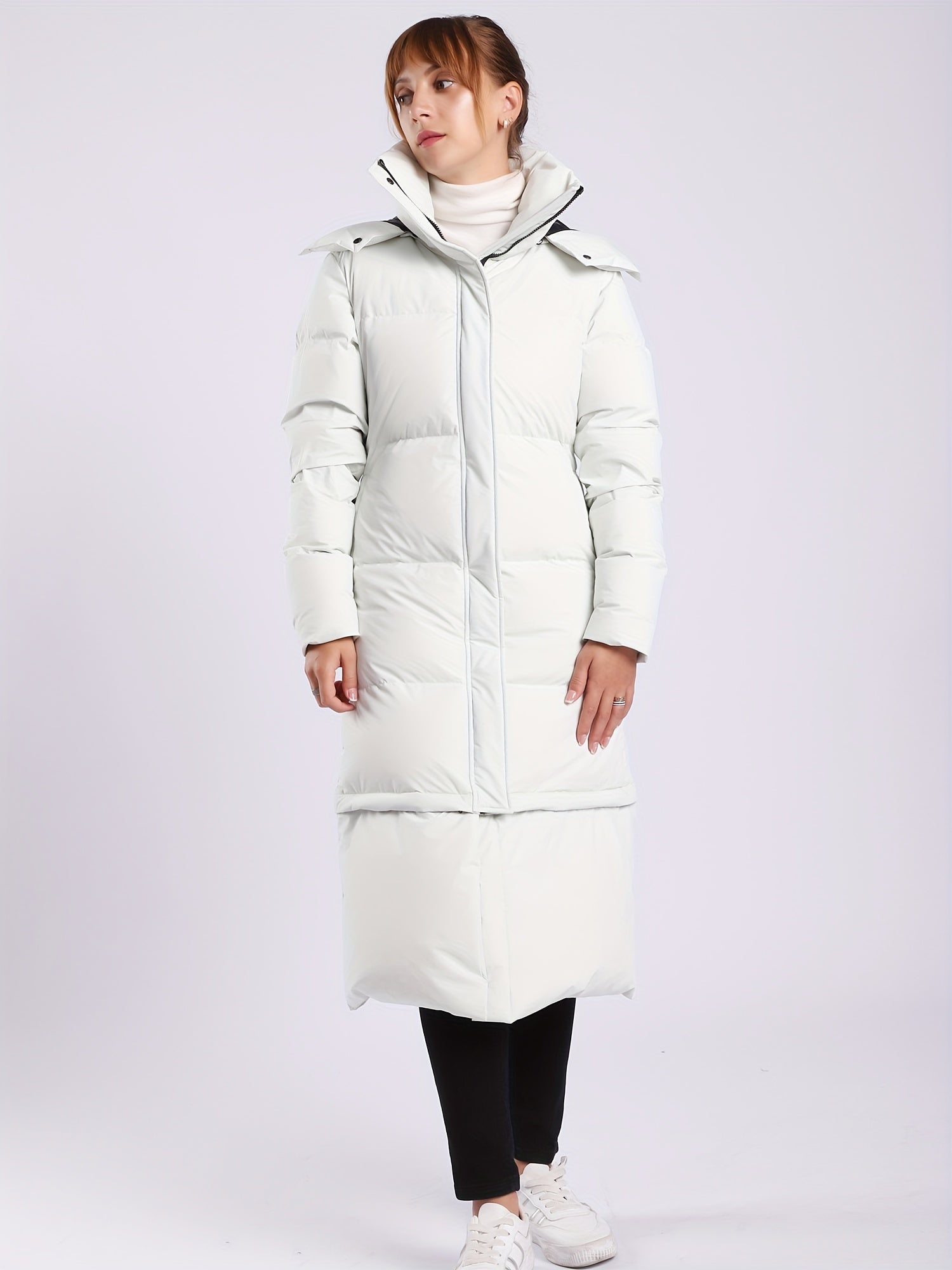 Over the Knee Puffer Hooded Jacket Waterproof Winter Warm Down Coat Women's Acti