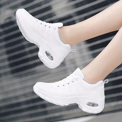 Women's Solid Air Cushion Jazz Dance Shoes Lace-Up Mesh Sneakers