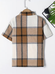 Boys Plaid Casual Short Sleeve Lapel Shirt Summer Clothes