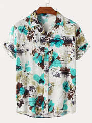 Men's Hawaiian Shirts Floral Print Short Sleeve Button Down Shirt