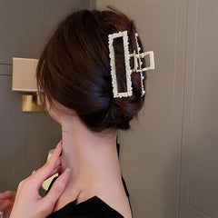 Metal Faux Pearl Hair Clip Women Jumbo Jaw Clip