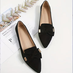 Women's Bowknot Flat Shoes Pointed Toe Slip On Office Work Shoes