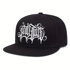 Men's Embroidered Flat Brim Hat for Outdoor Sports