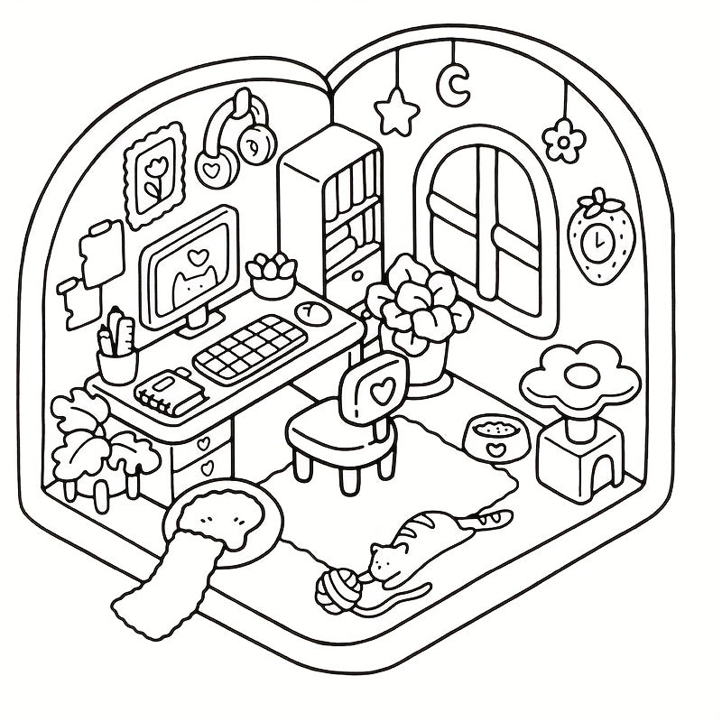 Relaxing Bathroom Scene Adult Coloring Book