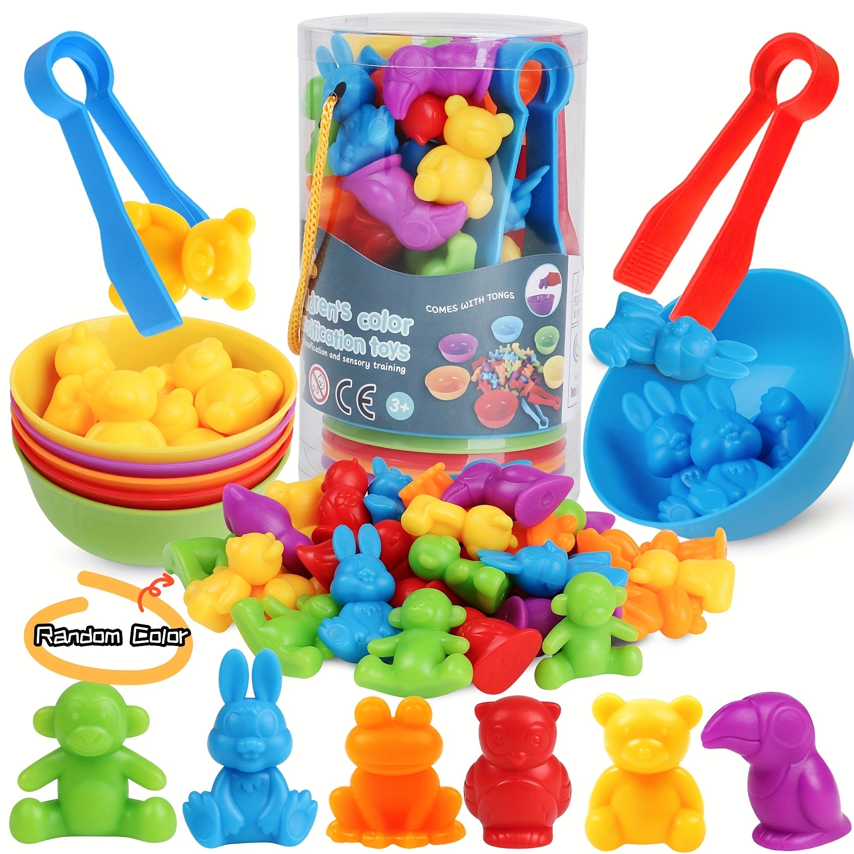 Animal Toys Matching Game & Sorting Bowl Set for Ages 3
