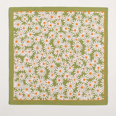 Chrysanthemum Print Square Scarf Green Bandana
