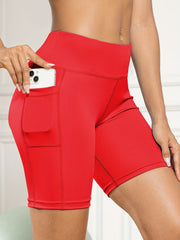 Women's Cycling Shorts Red Moisture Wicking Fabric