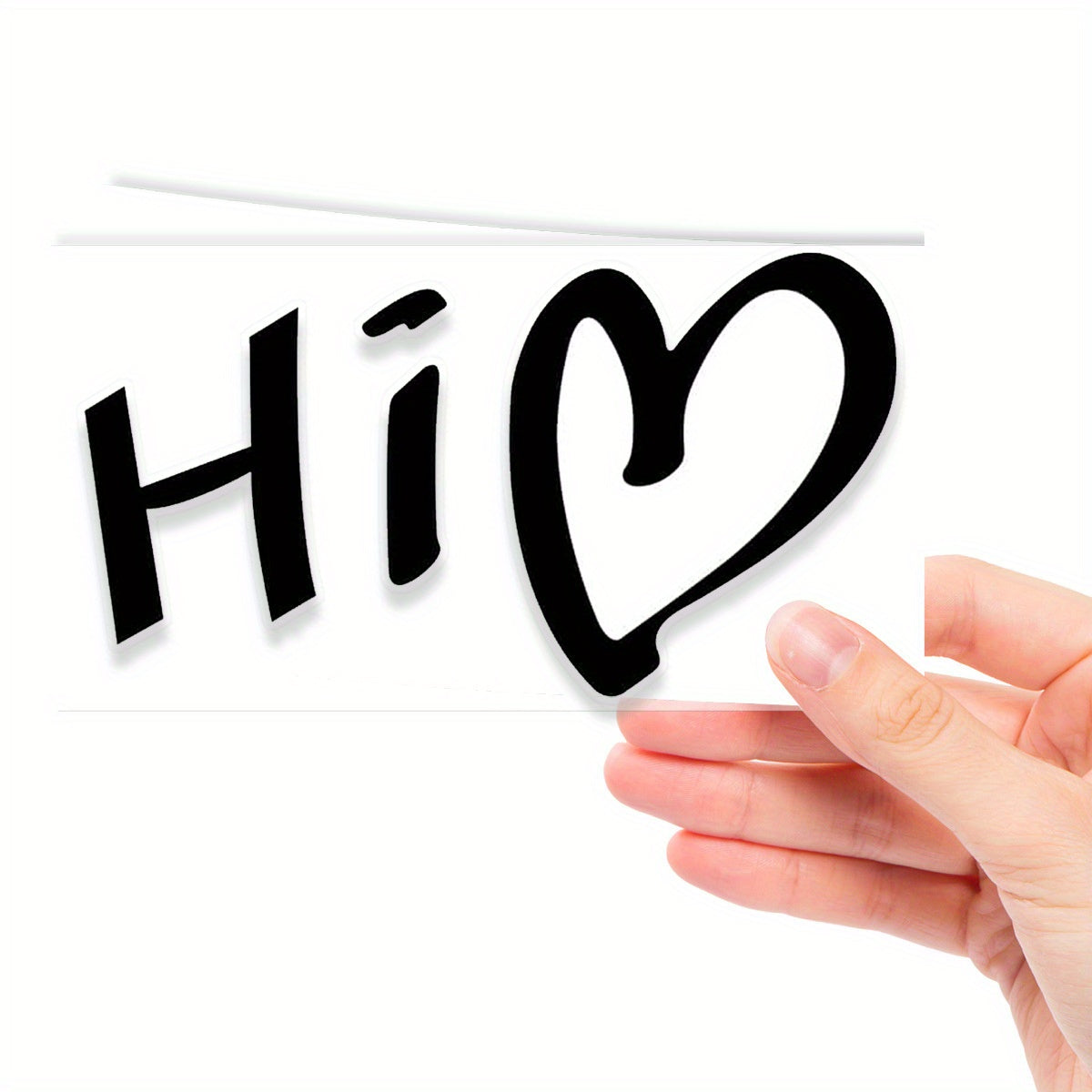 Hi Heart Welcome Self Adhesive Sticker Cursive Font Glossy Finish Si