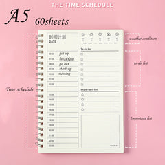 Transparent Cover Coil Notepad 60sheets Time Planner