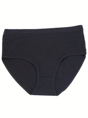 6 Pack Plus Size Basic Underwear Set Women's Plus Plain Mid Rise Medium Stretch