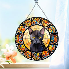 Hand Painted Jewel Cat Scratch Sun Window Hanging Decorative Pendant