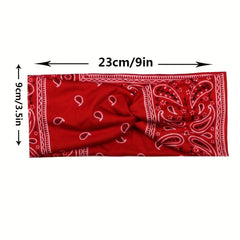 Boho Wide Brim Headbands Floral Elastic Sweatband
