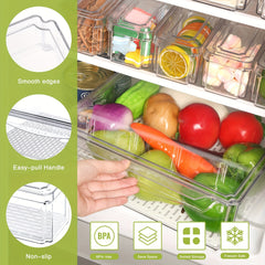 10pcs Fridge Organizer Bins with Lids BPA Plastic Pantry Storage