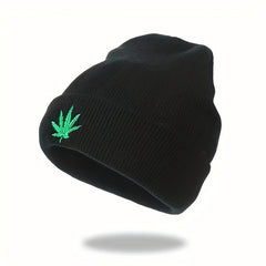 Leaf Embroidery Knitted Hat Hip Hop Sports Cap For Men Women Teens