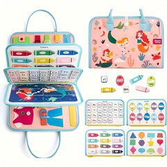Mermaid Themed Early Education Busy Board with Built In Modules
