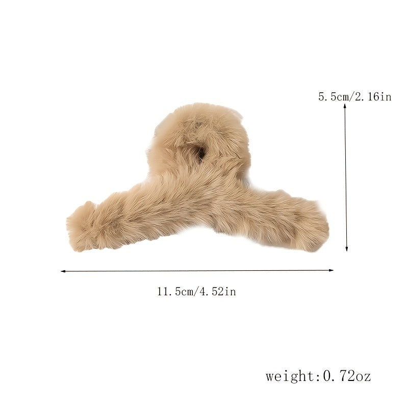 Fluffy Plush Hair Claw Clips Strong Hold Hairpins Winter Hair Accessories