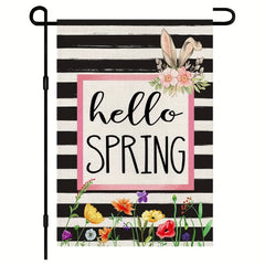 Spring Flower Garden Flag Double Sided Burlap 30x45cm Bunny Sign Yard Decor