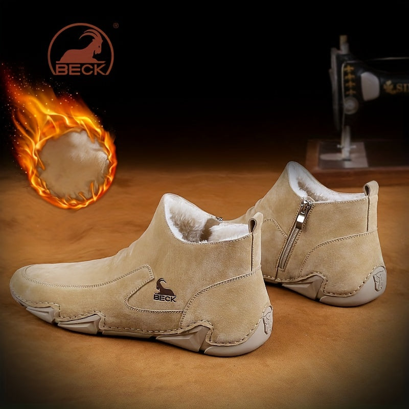Men's Thermal Winter Shoes Boots With Side Zipper