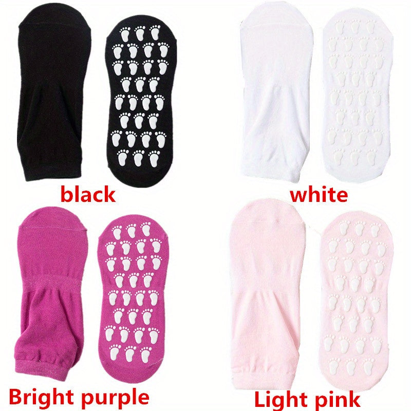 4 Pairs Women's Non slip Yoga Socks Breathable Medium Tube Dance Training Socks