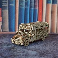 3D Wooden Puzzle School Bus Model American Style Toy Bus DIY Car Model