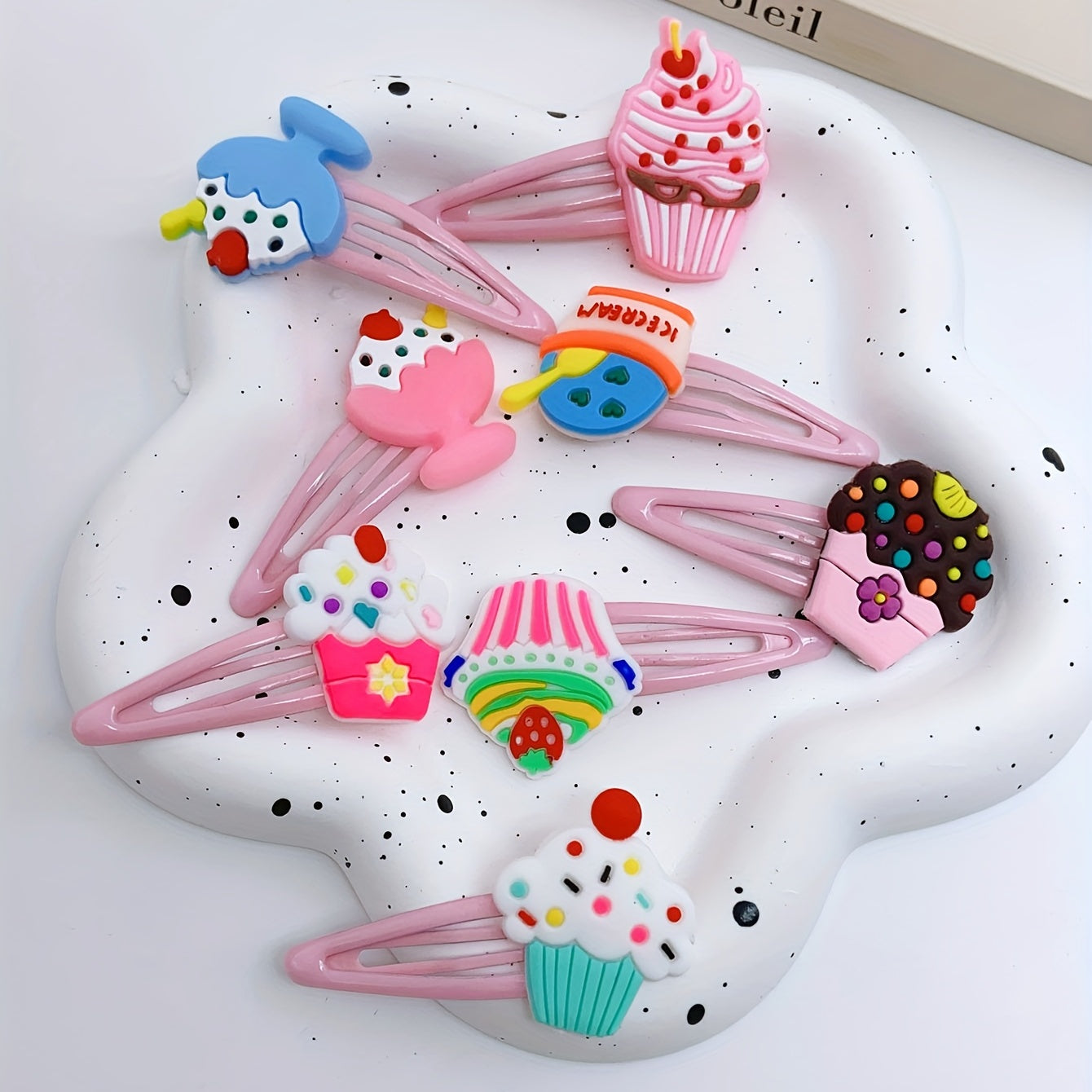 16pcs Cartoon Ice Cream Hair Clip Snap Clip Y2K Hair Slides Clip Non Slip