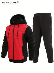 Men's Active Thermal Hooded Jacket & Thick Pants Set