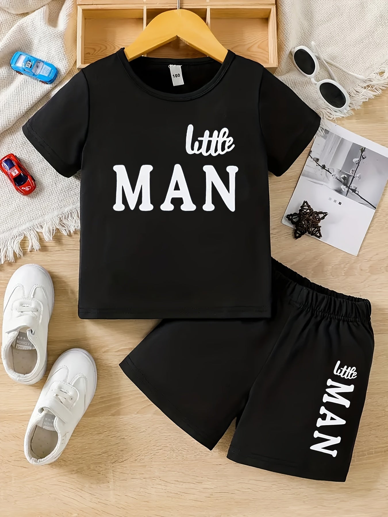 Boys Little Man Casual Outfit Round Neck T shirt & Shorts