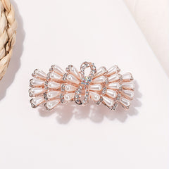 Faux Pearl Rhinestone Bow Hair Clip for Women Girls