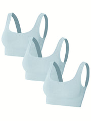 3pcs Women's Seamless Gym Yoga Sports Bras Comfortable Running Tank Tops