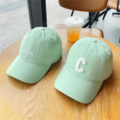 Letter Patch Baseball Cap Mint Green Lightweight Casual Sun Hat