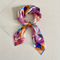 98cm Imitation Silk Printed Square Scarf for Women