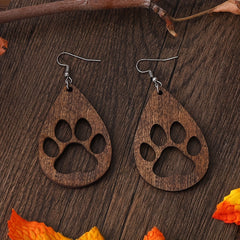 Wood Footprints Earrings Dangle Lightweight Women Girls