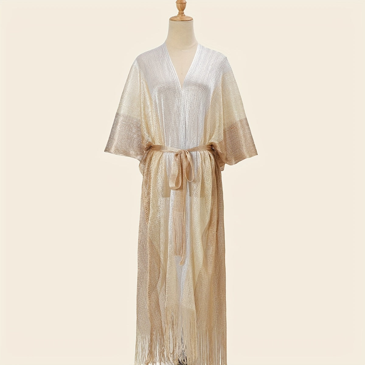Hollow Out Sunscreen Fringed Long Shawl Lace Up Large Wraps