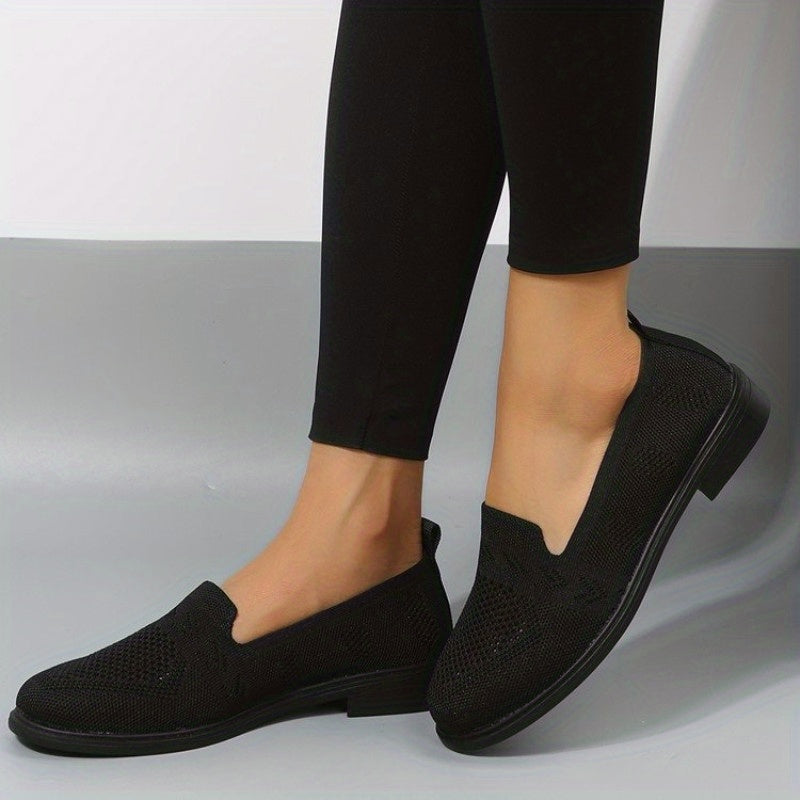 Women's Knitted Flat Shoes Soft Sole Slip On Casual Walking Shoes
