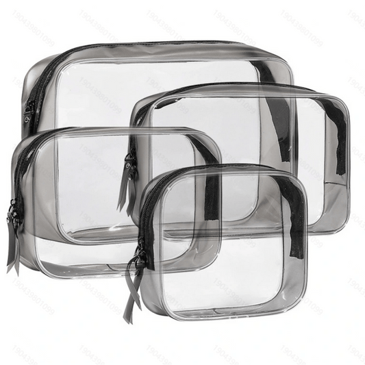 4PCS Transparent PVC Storage Bag Beauty Case Toiletry Bag Zipper Pouch
