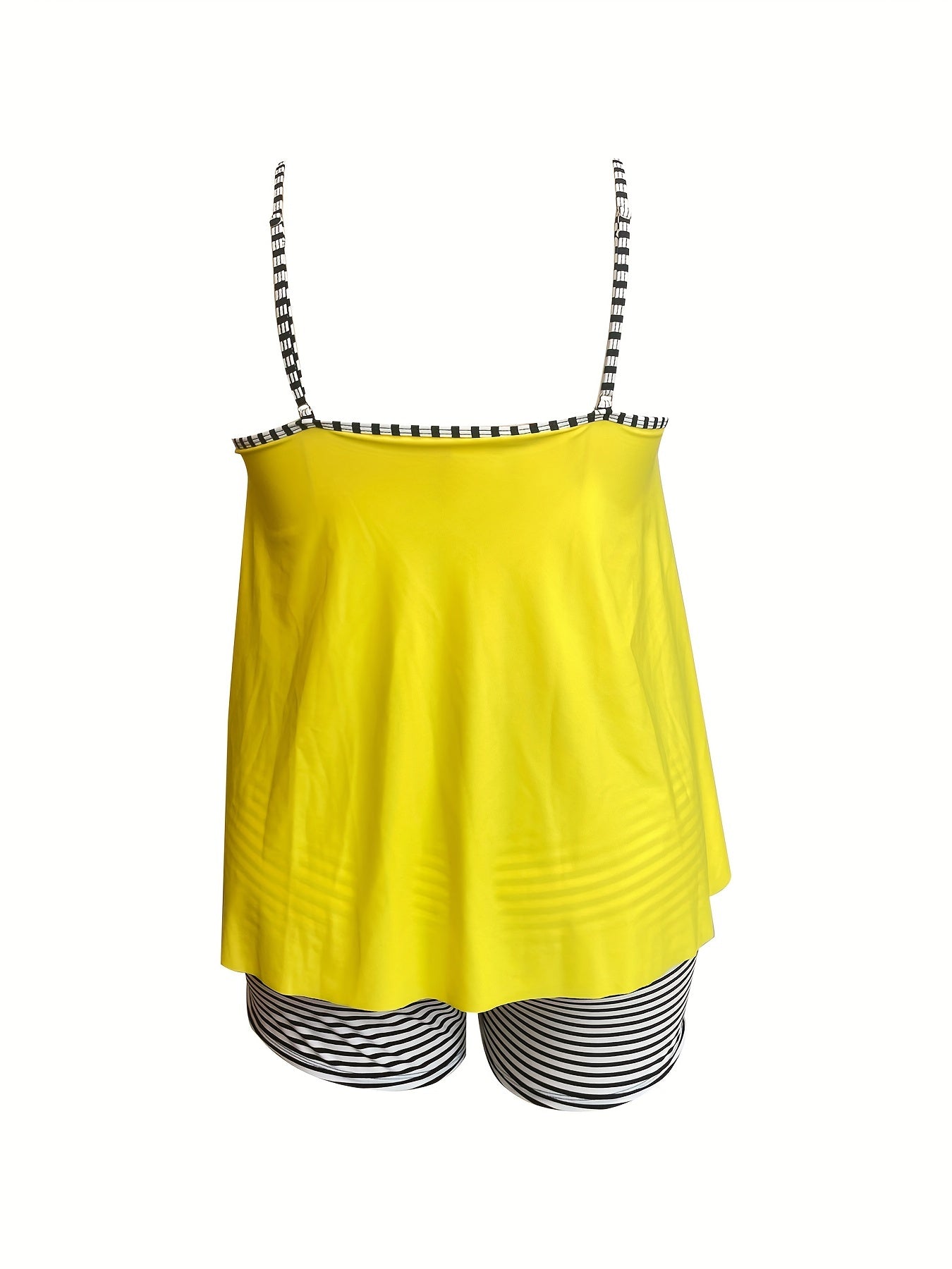  Vacay Tankini Set Women's Plus Stripe Print Crew Neck