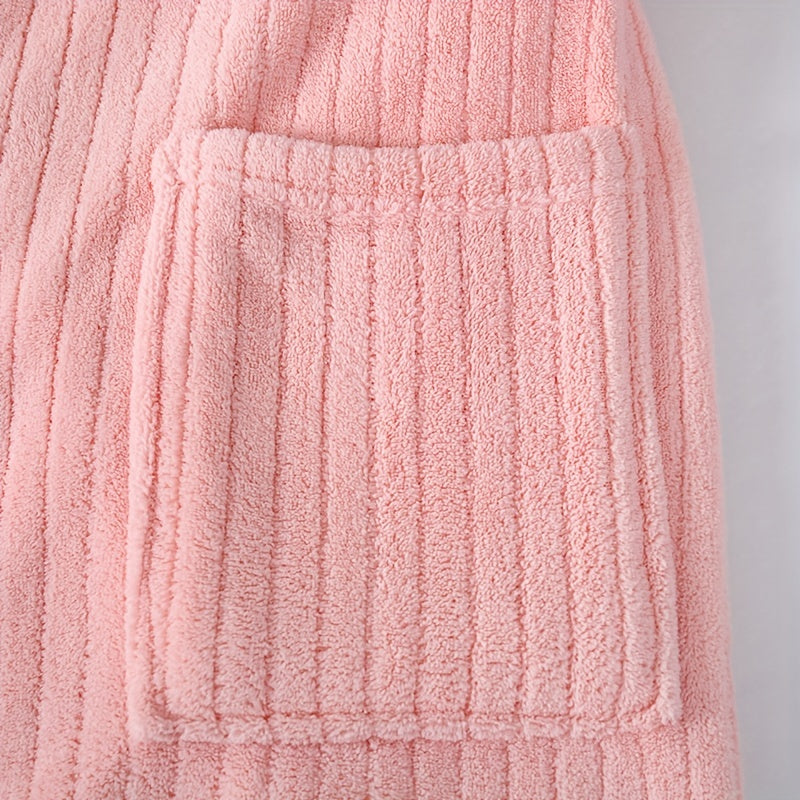 Unisex Coral Fleece Hooded Bathrobe Soft Pajamas Loungewear