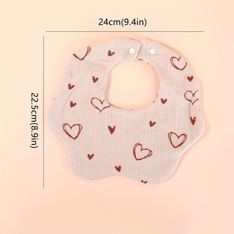 3pcs Baby Bibs Heart Sun Flower Newborn Burp Cloth Kid Cotton Saliva Towel