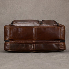 Vintage Leather Briefcase Large Capacity Business Bag Brown