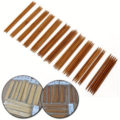 55pcs Double Pointed Carbonized Bamboo Knitting Crochet Needle Set