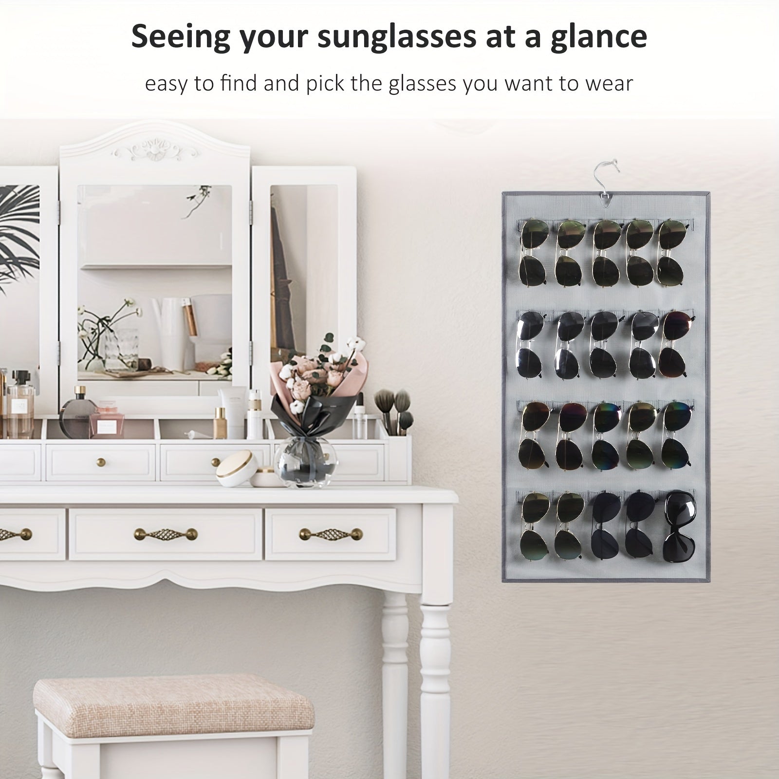 Dual Sided Sunglasses Organizer Wall Mounted Rack Storage