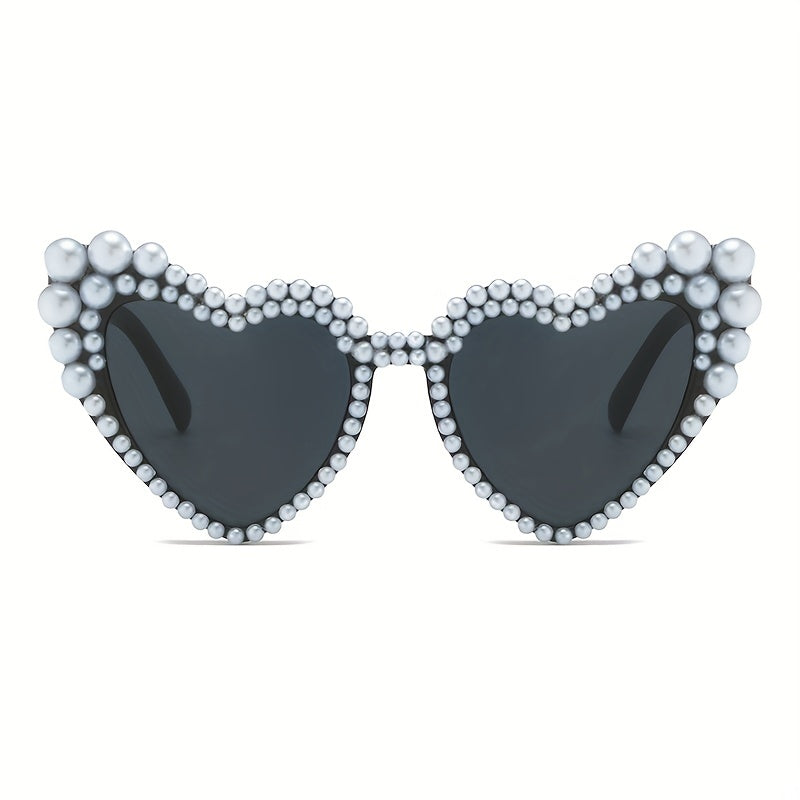 Heart Sunglasses Faux Pearl Party Decorative Sun Shades UV400
