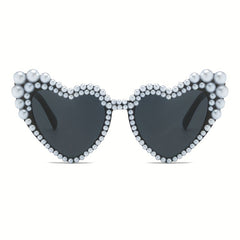 Heart Sunglasses Faux Pearl Party Decorative Sun Shades UV400