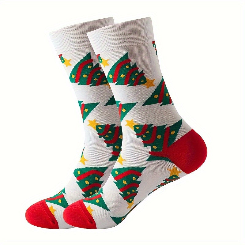 Christmas Print Socks Women's Mid Tube Stockings