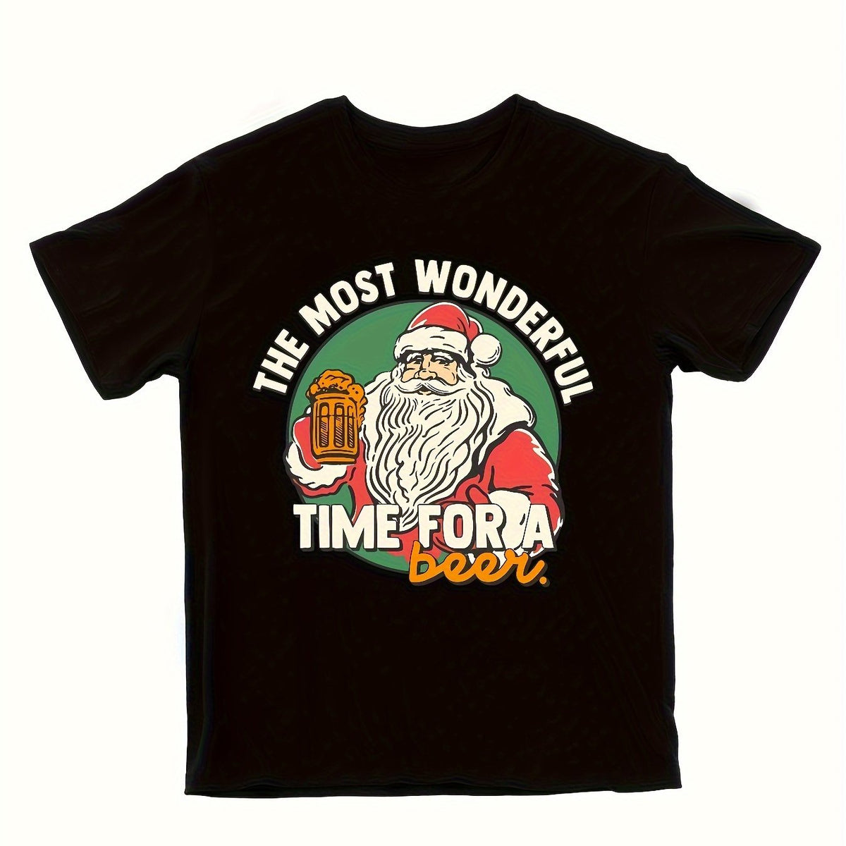 Beer Time Pattern Print Men's Short Sleeve T-shirt